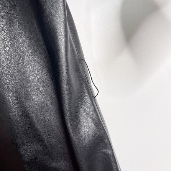 Calvin Klein S Black Faux Leather Button Front 3/4 Sleeve Shirt Dress Collared - Picture 7 of 8